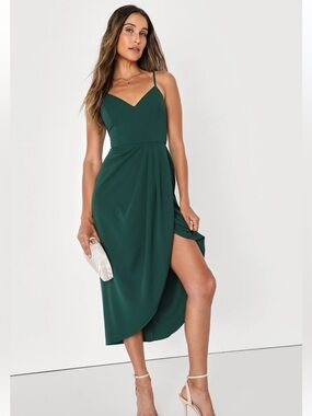 Dark green midi dress